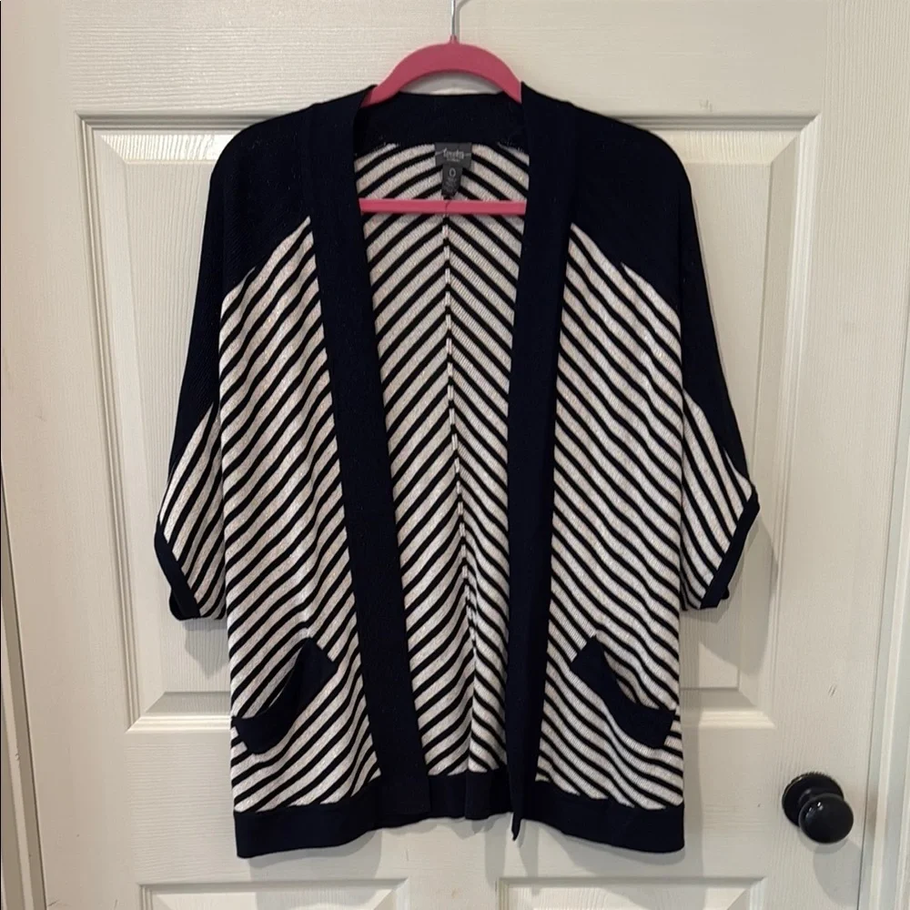 Chicos tan/black metallic open front cardigan, size 1 - Picture 2 of 9